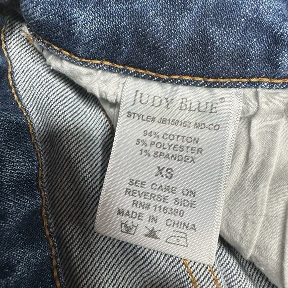 Judy Blue Shorts Womens XS Cuffed Blue Jean Denim Distressed Bandana Print *Flaw - Picture 11 of 11